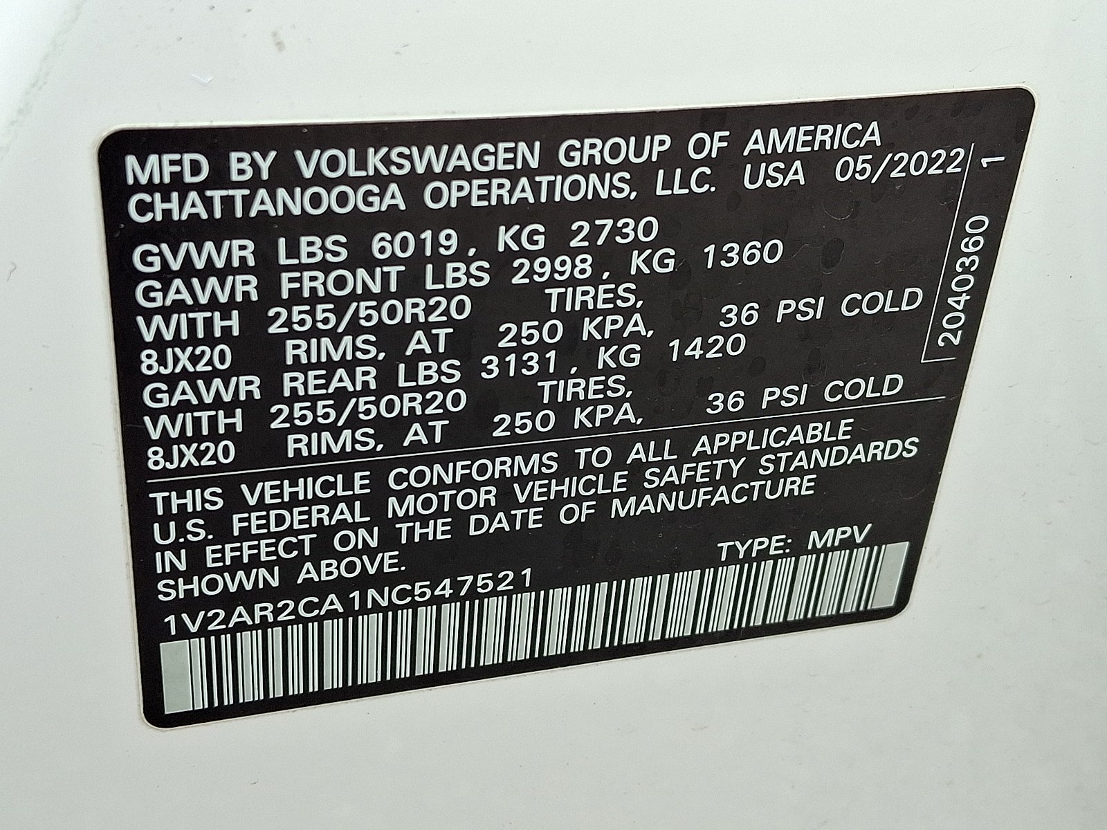 2022 Volkswagen Atlas 3.6L V6 SEL R-Line