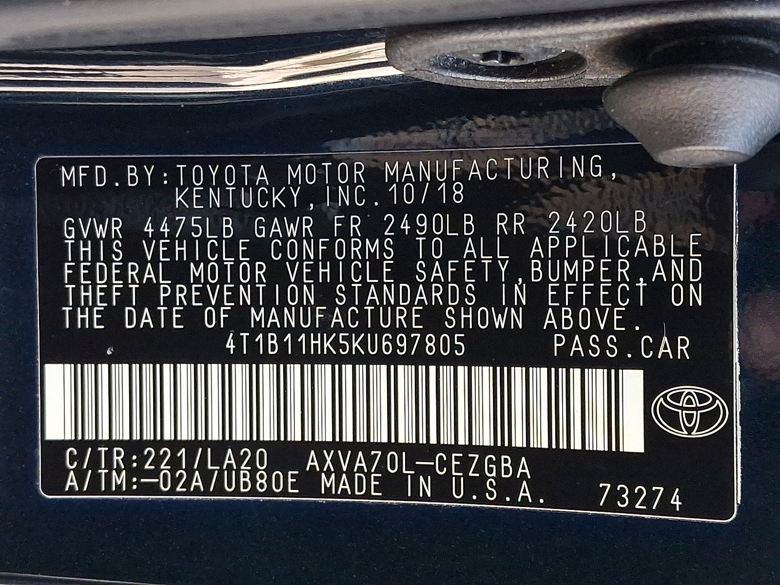 2019 Toyota Camry LE