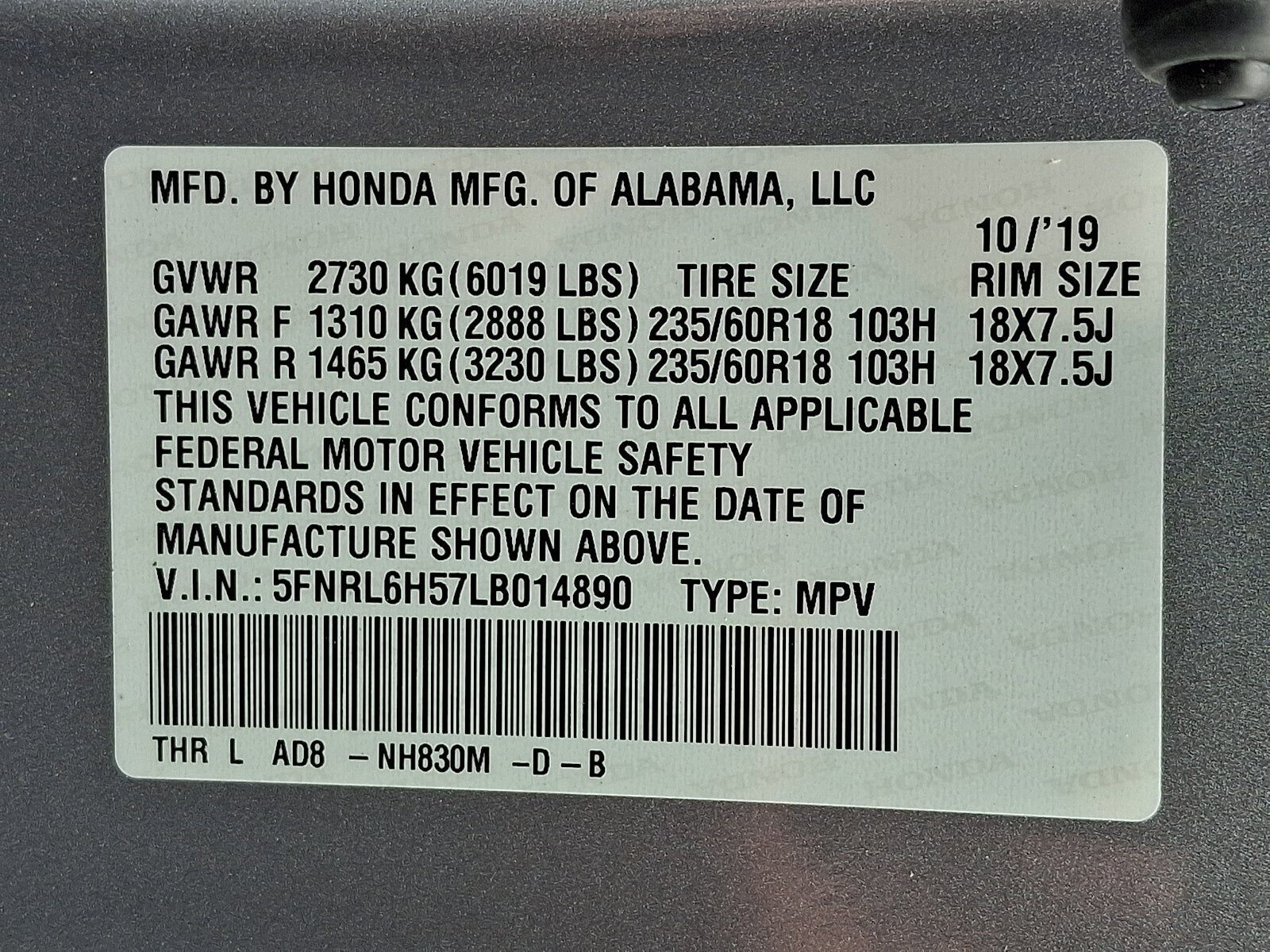 2020 Honda Odyssey EX